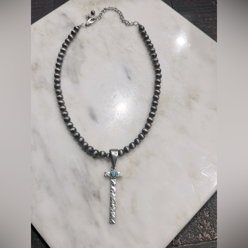 Navajo pearls faux with turquoise cross